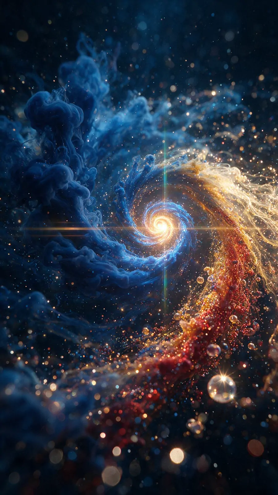 Blue and gold swirling galaxy