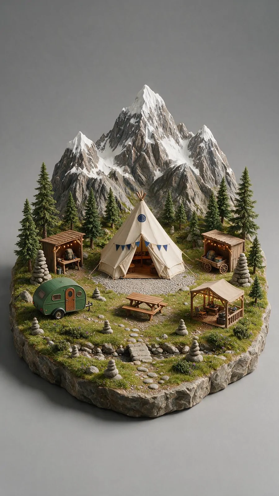 Miniature mountain campsite